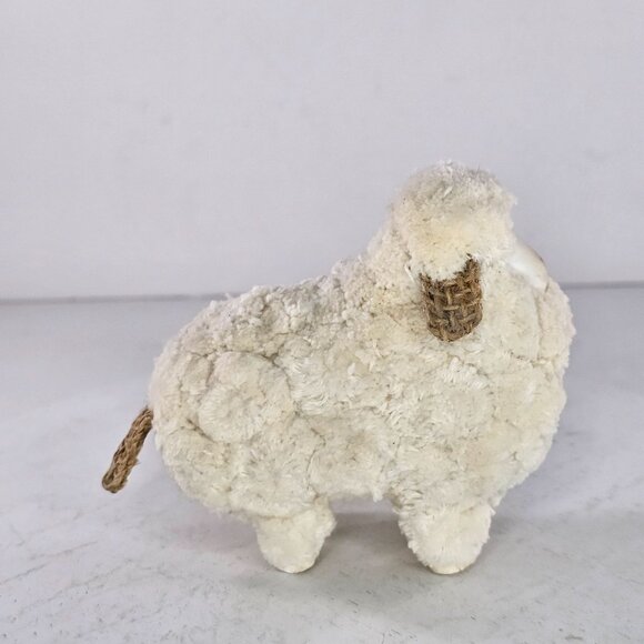 Paper Mache Sheep With Burlap Ears Rustic Cottagecore - Picture 4 of 8